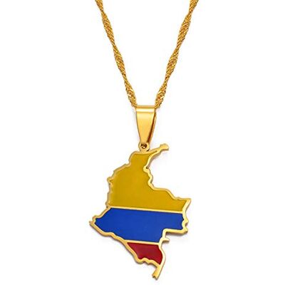 Colombiaanse kaart vlag Colombia amulet kettingen voor vrouwen en mannen, hiphop party stijl Colombiaanse kaart vlag Colombia amulet kettingen voor vrouwen en mannen, hiphop party stijl