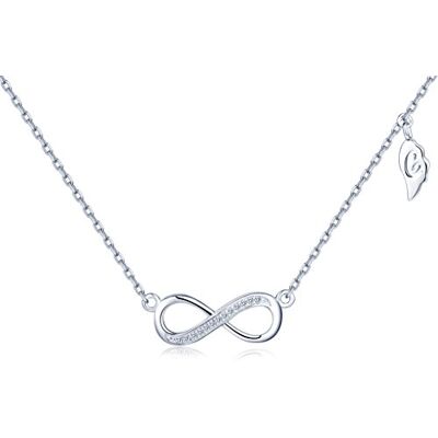 Unendlich U Verstelbare halsketting met oneindigheidssymbool versierd met glanzende zirkonia in 925 fijn zilver voor vrouwen jeugd als zilver wit cadeau, glas, zirkonia Unendlich U Verstelbare halsketting met oneindigheidssymbool versierd met glanzende zirkonia in 925 fijn zilver voor vrouwen jeugd als zilver wit cadeau, glas, zirkonia