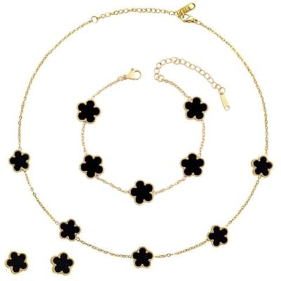 ZhouWei 4 stuks klavertjevier sieraden, set halsketting en oorbellen, klavertjevier armband, dubbelzijdig, klavertjevier vier, damesarmband, cadeau voor kleine, Roestvrij staal, Niet van toepassing ZhouWei 4 stuks klavertjevier sieraden, set halsketting en oorbellen, klavertjevier armband, dubbelzijdig, klavertjevier vier, damesarmband, cadeau voor kleine, Roestvrij staal, Niet van toepassing