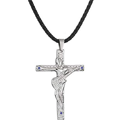 AFSTALR Johnny Hallyday Halsketting voor dames en heren, zilver, kruishanger, gitaar, roestvrij staal, cadeau souvenir, JH Signature Design... roestvrij staal AFSTALR Johnny Hallyday Halsketting voor dames en heren, zilver, kruishanger, gitaar, roestvrij staal, cadeau souvenir, JH Signature Design... roestvrij staal