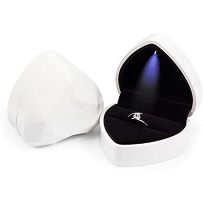 Rolin Roly Fluwelen Ring Doos Met LED Ring Box Fluwelen Hartvormige Sieraden Doos Voor Bruiloft Verlovingen Voorstellen Propositio, Leer Rolin Roly Fluwelen Ring Doos Met LED Ring Box Fluwelen Hartvormige Sieraden Doos Voor Bruiloft Verlovingen Voorstellen Propositio, Leer