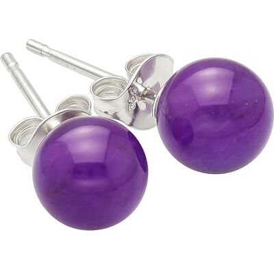 Lebensquelle Plus Oorbellen van 925 sterling zilver met edelsteen 6 mm diameter kogel/parel oorbellen met sluiting, edelsteen Lebensquelle Plus Oorbellen van 925 sterling zilver met edelsteen 6 mm diameter kogel/parel oorbellen met sluiting, edelsteen