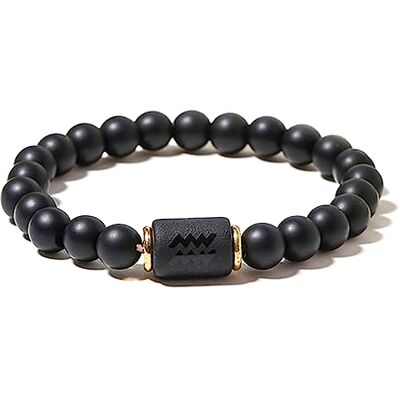 ZENSE Zwarte rekbare sterrenbeeldarmband voor heren met onyx parels ZENSE Zwarte rekbare sterrenbeeldarmband voor heren met onyx parels