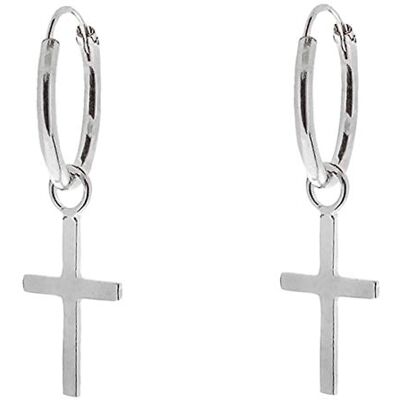 ENTREPLATA Uniseks creolen van 925 zilver – duo oorbellen voor dames en heren – 2 ringen met kruishanger – gecertificeerde ambachtelijke sieraden ENTREPLATA Uniseks creolen van 925 zilver – duo oorbellen voor dames en heren – 2 ringen met kruishanger – gecertificeerde ambachtelijke sieraden