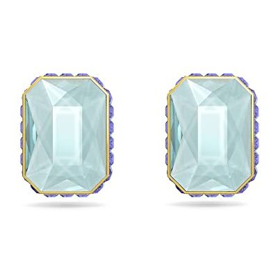 Swarovski Orbita oorstekers, achthoekig formaat, meerkleurig, goudtint, één maat, kristal Swarovski Orbita oorstekers, achthoekig formaat, meerkleurig, goudtint, één maat, kristal