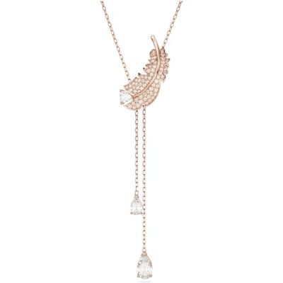 Swarovski Mooie Y-vormige halsketting, witte zirkonia en roze kristallen met roségouden coating, uit de mooie collectie Swarovski Mooie Y-vormige halsketting, witte zirkonia en roze kristallen met roségouden coating, uit de mooie collectie