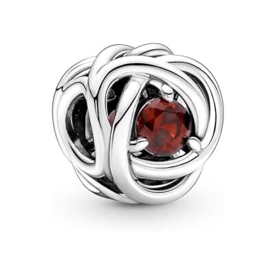 PANDORA Januar Geburtsstein Roter Ewigkeitskreis bedel van sterling zilver met kristallen, 790065C06 PANDORA Januar Geburtsstein Roter Ewigkeitskreis bedel van sterling zilver met kristallen, 790065C06