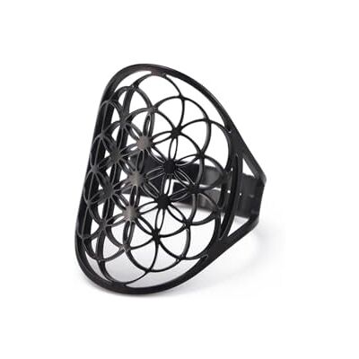 Hmsanase Ring sieraden dames heren eenvoudige holle bloem van het leven verstelbare ring voor dames Hmsanase Ring sieraden dames heren eenvoudige holle bloem van het leven verstelbare ring voor dames