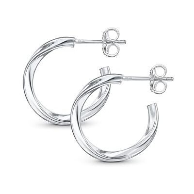 Amberta 925 sterling zilveren gedraaide creolen voor dames, zilveren creolen voor dames, sterling zilver Amberta 925 sterling zilveren gedraaide creolen voor dames, zilveren creolen voor dames, sterling zilver