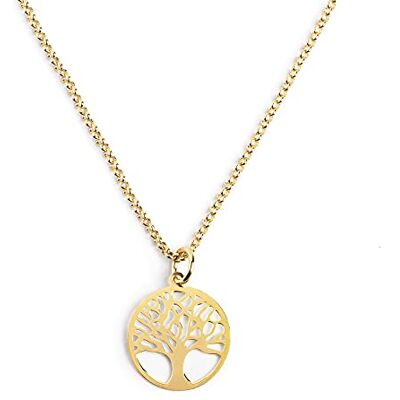 SINGULARU Halsketting levensboom. Hanger van 925 sterling zilver met 18 kt vergulde afwerking. Ketting in één maat. Sieraden voor dames SINGULARU Halsketting levensboom. Hanger van 925 sterling zilver met 18 kt vergulde afwerking. Ketting in één maat. Sieraden voor dames