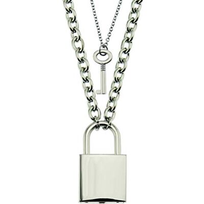 Kangmeile Punk halsketting met hanger staal Gothic punk rock vriendschapsketting sleutelhanger paar kettingen met Eboy Egirl hangslot roestvrij staal Kangmeile Punk halsketting met hanger staal Gothic punk rock vriendschapsketting sleutelhanger paar kettingen met Eboy Egirl hangslot roestvrij staal