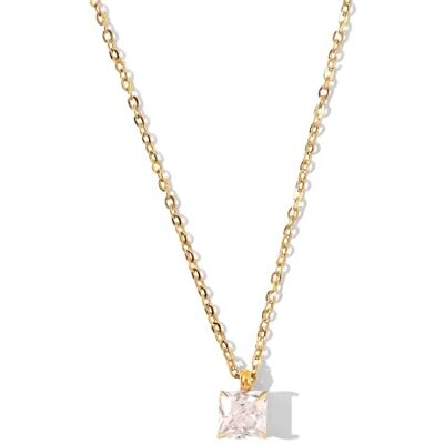 Kritz Halsketting met zirkonia voor dames, solitair, verguld, rond, hart, vierkant, zirkonia, diamant, met verstelbare ketting, sieraden, geschenken voor dames, Standaard, Roestvrij staal Metaal, Geen Kritz Halsketting met zirkonia voor dames, solitair, verguld, rond, hart, vierkant, zirkonia, diamant, met verstelbare ketting, sieraden, geschenken voor dames, Standaard, Roestvrij staal Metaal, Geen