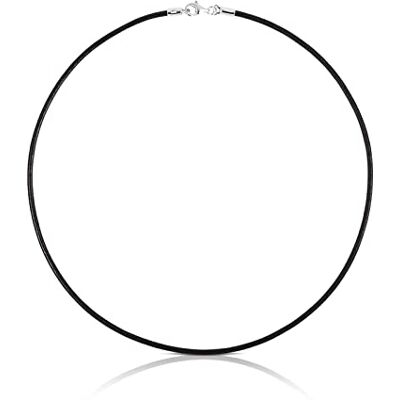 TOUS Halsketting voor dames, zwart, 40 cm, zilver en leer, Leer Leder Zilver en leer TOUS Halsketting voor dames, zwart, 40 cm, zilver en leer, Leer Leder Zilver en leer