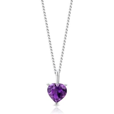 Miore Halsketting – hanger voor dames, 9 karaat/375 witgoud, hartketting, 45 cm, amethist, 45 cm, amethist Miore Halsketting – hanger voor dames, 9 karaat/375 witgoud, hartketting, 45 cm, amethist, 45 cm, amethist