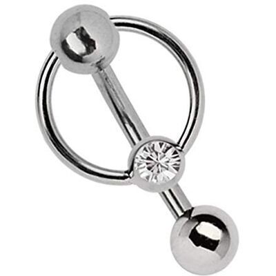 Modern Nature Piercing-Schmuck 1,6 mm titanium intieme piercing, 5 mm geperforeerde bal en klemring met steen in vele kleuren, titanium, kristal Modern Nature Piercing-Schmuck 1,6 mm titanium intieme piercing, 5 mm geperforeerde bal en klemring met steen in vele kleuren, titanium, kristal
