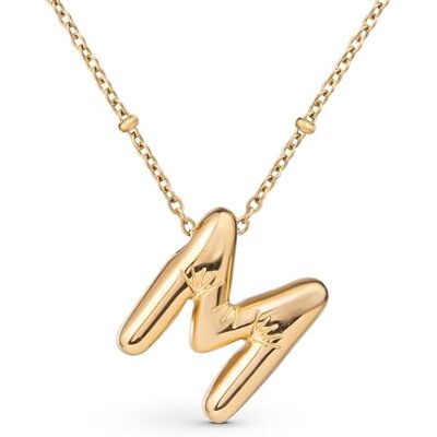Amberta Gouden bubbelletterketting voor dames en tieners, initiaalhanger van roestvrij staal, 18 karaat verguld, bubbelballon, dikke letter, gepersonaliseerde ketting, voornaam, Roestvrij staal, Geen Amberta Gouden bubbelletterketting voor dames en tieners, initiaalhanger van roestvrij staal, 18 karaat verguld, bubbelballon, dikke letter, gepersonaliseerde ketting, voornaam, Roestvrij staal, Geen
