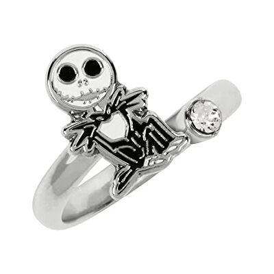 Disney Nightmare Before Christmas White & Black Silver Plated Clear Stone Ring RF00386RRWL Disney Nightmare Before Christmas White & Black Silver Plated Clear Stone Ring RF00386RRWL