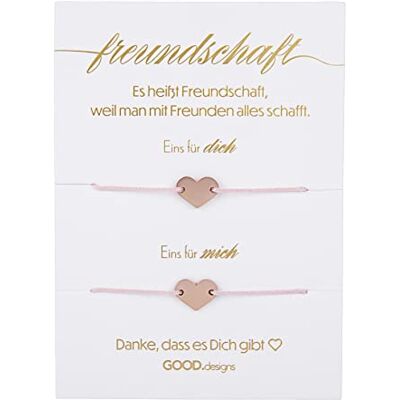 GD GOOD.designs Vriendschapsarmband voor beste vriendin, BFF-cadeaus voor vrouwen en meisjes, ketting voor moeder en dochter, stoffen armbanden voor 2, met hartvormige hanger, 18-karaats goud verguld (vriendschap) roestvrij staal GD GOOD.designs Vriendschapsarmband voor beste vriendin, BFF-cadeaus voor vrouwen en meisjes, ketting voor moeder en dochter, stoffen armbanden voor 2, met hartvormige hanger, 18-karaats goud verguld (vriendschap) roestvrij staal