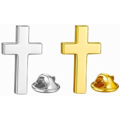 COOLMETALJACKET 2-pins christelijk kruis goud en zilver lasergravure op de achterkant katholieke metalen pin goudkleur religieuze speld katholieke pin broche voor dames en heren COOLMETALJACKET 2-pins christelijk kruis goud en zilver lasergravure op de achterkant katholieke metalen pin goudkleur religieuze speld katholieke pin broche voor dames en heren