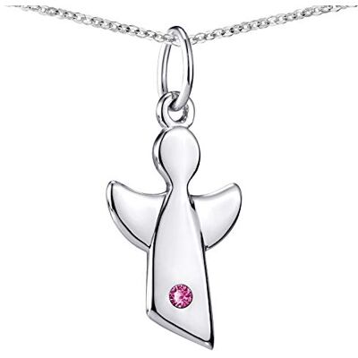 MATERIA by Matthias Wagner Materia engelhanger voor kinderen, met geboortestenen, 925 sterling zilver, met ketting, 36-40 cm, cadeau voor geboorte, doop in etui, zilverkleurig, zirkonia MATERIA by Matthias Wagner Materia engelhanger voor kinderen, met geboortestenen, 925 sterling zilver, met ketting, 36-40 cm, cadeau voor geboorte, doop in etui, zilverkleurig, zirkonia