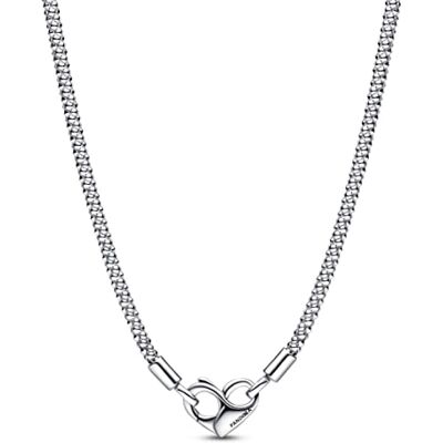 PANDORA Moments Gliederhalskette met glazen van sterling zilver in de kleur zilver, compatibel met Moments armbanden, lengte: 45 cm, 392451C00-45 PANDORA Moments Gliederhalskette met glazen van sterling zilver in de kleur zilver, compatibel met Moments armbanden, lengte: 45 cm, 392451C00-45