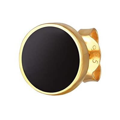 Kuzzoi Ronde oorbellen (8 mm) voor heren met zwart email van 925 sterling zilver verguld 0304361522 Kuzzoi Ronde oorbellen (8 mm) voor heren met zwart email van 925 sterling zilver verguld 0304361522