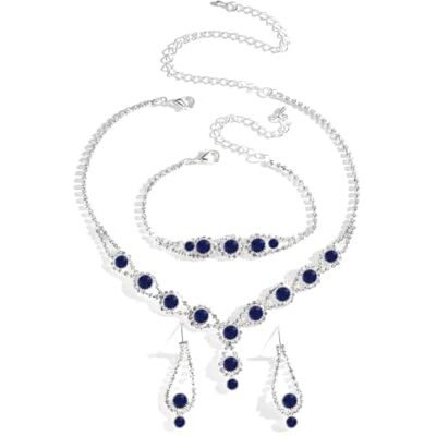 AOWVUTS Bruiloftssieraden voor dames, 3 stuks, verzilverd, kristal, halsketting, oorbellen, armband, sieradenset met zirkonia, verloving, feest, bruidsmeisje, Zirkonia, Zirkonia AOWVUTS Bruiloftssieraden voor dames, 3 stuks, verzilverd, kristal, halsketting, oorbellen, armband, sieradenset met zirkonia, verloving, feest, bruidsmeisje, Zirkonia, Zirkonia
