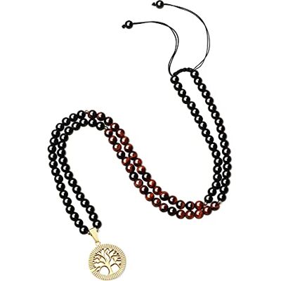 COAI Halsketting levensboom 108 kralen mala Japa Mala yoga meditatie ketting stenen kralen ketting voor mannen vrouwen 78 cm steen obsidiaan tijgeroog COAI Halsketting levensboom 108 kralen mala Japa Mala yoga meditatie ketting stenen kralen ketting voor mannen vrouwen 78 cm steen obsidiaan tijgeroog