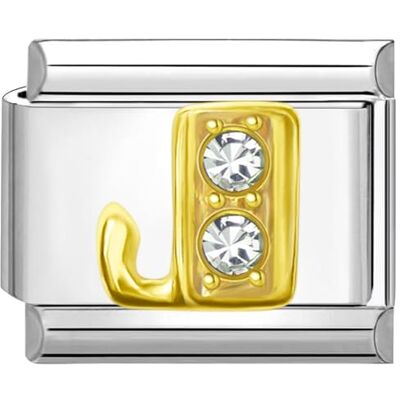 Quiges 9 mm Italiaanse stijl Roestvrij staal Zirkonia Letter J Voor armbanden in Italiaanse stijl, koper, Koper, Geen edelsteen Quiges 9 mm Italiaanse stijl Roestvrij staal Zirkonia Letter J Voor armbanden in Italiaanse stijl, koper, Koper, Geen edelsteen