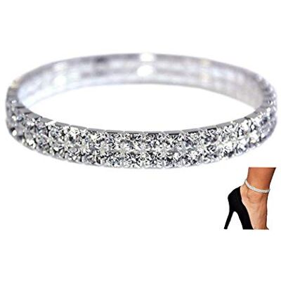 LucBuy 2 stuks glanzende diamantstangen, enkels, elastisch, glanzend, voetsieraad, armband, bruid, zomer, sieraden, enkels, jurk, 2 stuks, Kristal LucBuy 2 stuks glanzende diamantstangen, enkels, elastisch, glanzend, voetsieraad, armband, bruid, zomer, sieraden, enkels, jurk, 2 stuks, Kristal