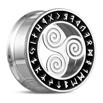 BlackAmazement lackAmazement Oortunnelpiercing van roestvrij staal 316L met symbool Triskele, Viking, cirkel, goud, zilver, biker, heren, dames, rvs BlackAmazement lackAmazement Oortunnelpiercing van roestvrij staal 316L met symbool Triskele, Viking, cirkel, goud, zilver, biker, heren, dames, rvs