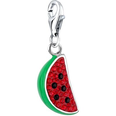 Nenalina Melone bedelhanger van 925 sterling zilver, voor alle gangbare bedelhangers, sterling zilver en kristallen, sterling zilver, Kristal Nenalina Melone bedelhanger van 925 sterling zilver, voor alle gangbare bedelhangers, sterling zilver en kristallen, sterling zilver, Kristal