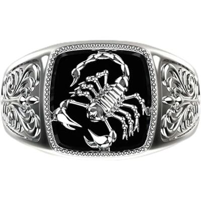 JAMNIK 925 Zilveren Mannen Vintage Stijl Reliëf Schorpioen Herdenkingsdag Ring Vintage Punk Stijl Sieraden 8 Sterling Zilver JAMNIK 925 Zilveren Mannen Vintage Stijl Reliëf Schorpioen Herdenkingsdag Ring Vintage Punk Stijl Sieraden 8 Sterling Zilver