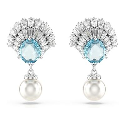 Swarovski Idyllia oorhangers, schelp, blauw, gerhodineerd metaal Swarovski Idyllia oorhangers, schelp, blauw, gerhodineerd metaal