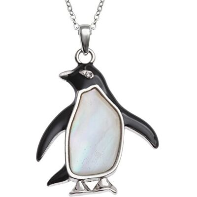 Kiara Jewellery Halsketting met pinguïn hanger ingelegd met paarse parelmoer 45,7 cm van gerhodineerd zilver, aanslagvrij, metaal, parelmoer, Metaal, Parelmoer Kiara Jewellery Halsketting met pinguïn hanger ingelegd met paarse parelmoer 45,7 cm van gerhodineerd zilver, aanslagvrij, metaal, parelmoer, Metaal, Parelmoer