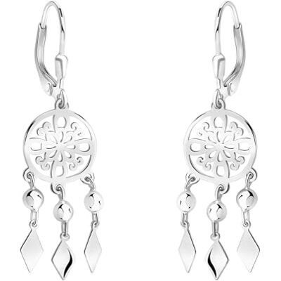 Sofia Milani Oorbellen voor dames van 925 sterling zilver dromenvanger oorbellen in de vorm van een ornament, Sterling zilver, Geen edelsteen Sofia Milani Oorbellen voor dames van 925 sterling zilver dromenvanger oorbellen in de vorm van een ornament, Sterling zilver, Geen edelsteen
