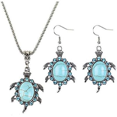 SALAN Retro schildpad schildpad sieraden set hanger oorbellen ketting ketting mode handgemaakt cadeau voor je vrouw, steen SALAN Retro schildpad schildpad sieraden set hanger oorbellen ketting ketting mode handgemaakt cadeau voor je vrouw, steen