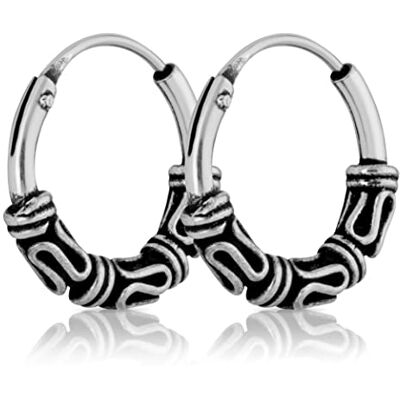 NKlaus 1 paar Keltische creolen Bali 925 sterling zilver 12 mm, sterling zilver NKlaus 1 paar Keltische creolen Bali 925 sterling zilver 12 mm, sterling zilver
