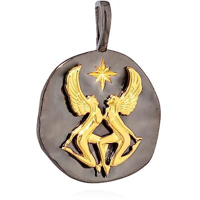NKlaus 17mm Tweelingen Sterrenbeeld Hanger 925 Zilver Sterrenbeeld Zwart Goud Horoscoop 13991 NKlaus 17mm Tweelingen Sterrenbeeld Hanger 925 Zilver Sterrenbeeld Zwart Goud Horoscoop 13991