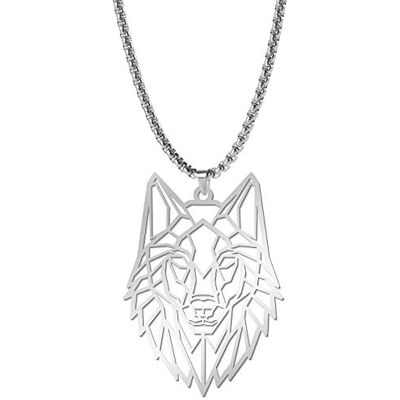 QIAMNI 316L roestvrij stalen halsketting voor dames en heren holle wolf hanger ketting verstelbaar 140 cm lang, Roestvrij staal QIAMNI 316L roestvrij stalen halsketting voor dames en heren holle wolf hanger ketting verstelbaar 140 cm lang, Roestvrij staal