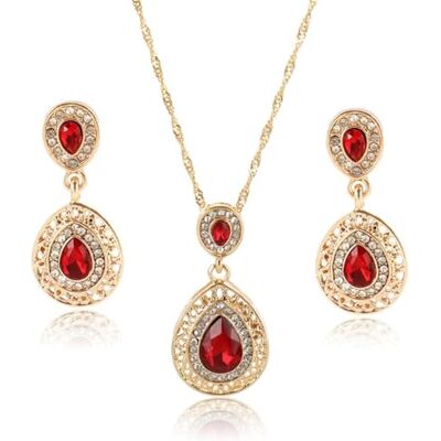 TOEECY Set sieraden dames kristal oorbellen elegante halsketting bruiloft avond cadeau, Metaal, Kristal TOEECY Set sieraden dames kristal oorbellen elegante halsketting bruiloft avond cadeau, Metaal, Kristal