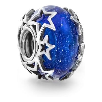 PANDORA Charm Murano-glas Moments "sterren" zilver, blauw 790015C00, Eén maat, Sterling zilver, Geen edelsteen PANDORA Charm Murano-glas Moments "sterren" zilver, blauw 790015C00, Eén maat, Sterling zilver, Geen edelsteen