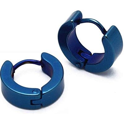 ZENSE Blauwe oorbellen voor heren in beugel ZE0068, Metaal, Zonder ZENSE Blauwe oorbellen voor heren in beugel ZE0068, Metaal, Zonder