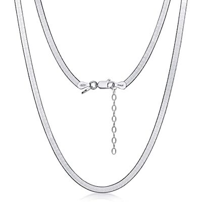 Amberta Vrouwen 925 sterling zilveren platte slangenketting, Sterling zilver Amberta Vrouwen 925 sterling zilveren platte slangenketting, Sterling zilver