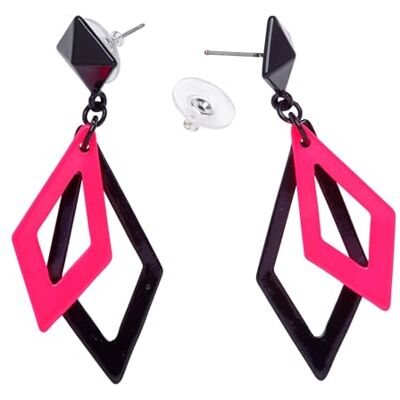 W WIDMANN MILANO Party Fashion WIDMANN Creoolse oorbellen in zwart en neonroze W WIDMANN MILANO Party Fashion WIDMANN Creoolse oorbellen in zwart en neonroze