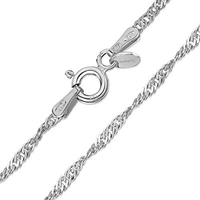 Amberta Sieraden Echt 925 Sterling Zilver Keten Singapore Twist Halskettingen Collier voor Kinderen Lengte: 36 cm Amberta Sieraden Echt 925 Sterling Zilver Keten Singapore Twist Halskettingen Collier voor Kinderen Lengte: 36 cm