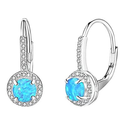 KristLand Sieraden halsketting / oorbel van 925 sterling zilver verguld met opaal eenvoudig design delicate ronde hanger cadeau voor vrouwen en meisjes, sterling zilver KristLand Sieraden halsketting / oorbel van 925 sterling zilver verguld met opaal eenvoudig design delicate ronde hanger cadeau voor vrouwen en meisjes, sterling zilver