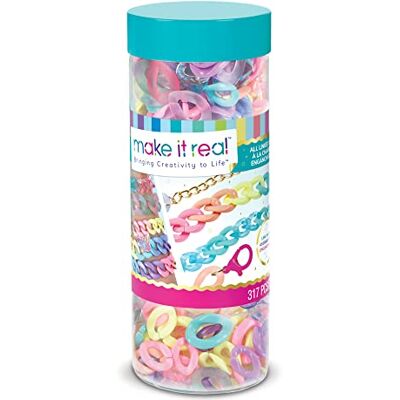 Make It Real All Linked Up Kit voor het maken van armbanden en kettingen van kunststof, vriendschapssieraden voor meisjes, kunst en knutselen voor kinderen Make It Real All Linked Up Kit voor het maken van armbanden en kettingen van kunststof, vriendschapssieraden voor meisjes, kunst en knutselen voor kinderen