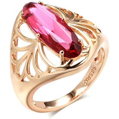 YAHOYA Nieuwe ovale rode natuurlijke zirkoon grote ring mode 585 rose gouden kleur dames holle bloem vintage ring etnische bruiloft sieraden YAHOYA Nieuwe ovale rode natuurlijke zirkoon grote ring mode 585 rose gouden kleur dames holle bloem vintage ring etnische bruiloft sieraden