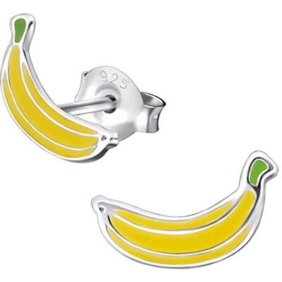 Laimons Kids Kindersieraden kinderoorbellen banaan geel groen 925 sterling zilver sterling zilver piercing oren Laimons Kids Kindersieraden kinderoorbellen banaan geel groen 925 sterling zilver sterling zilver piercing oren